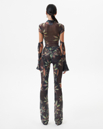 BLACK FLORAL MESH TROUSERS