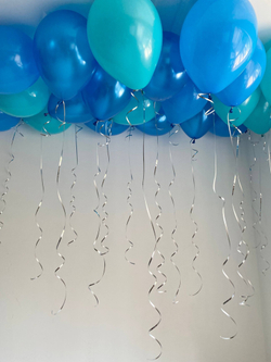 Воздушные шары под потолок бирюза/синий №3432