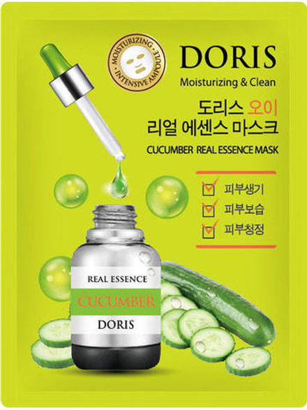 [DORIS] Тканевая маска для лица ОГУРЕЦ CUCUMBER Real Essence Mask, 1 шт*25 мл