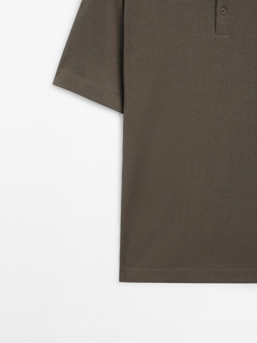 Massimo Dutti Футболка-поло с короткими рукавами, серовато-зеленый