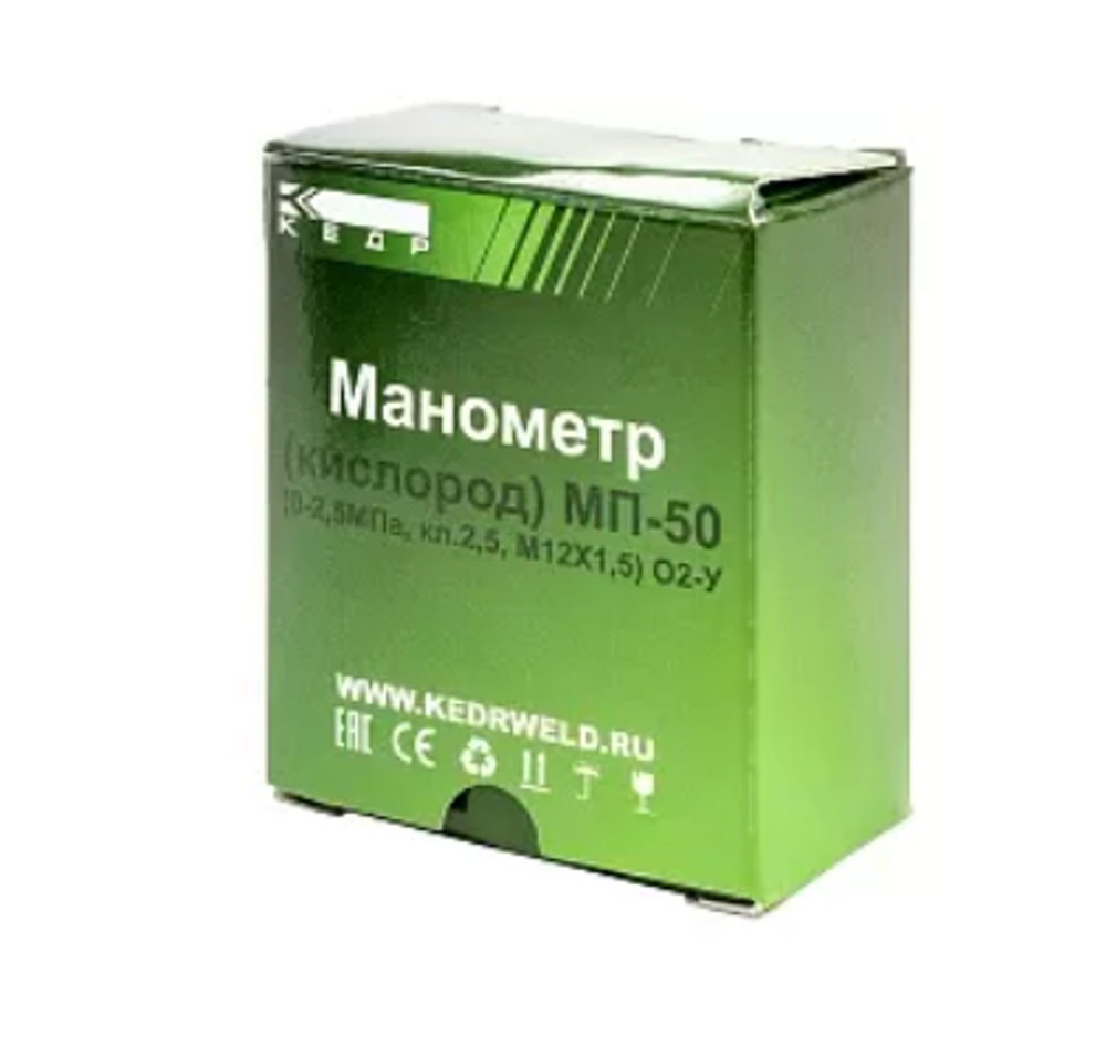 Манометр КЕДР ТМ2 Кислород, (0-25 МПа, кл.2,5, М12Х1,5) О2-У