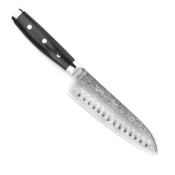 Нож кухонный Сантоку 16,5 см, с углублениями на лезвии, «Santoku», дамасская сталь, серия Gou, YA37001G, YAXELL, Японияфотография - 2