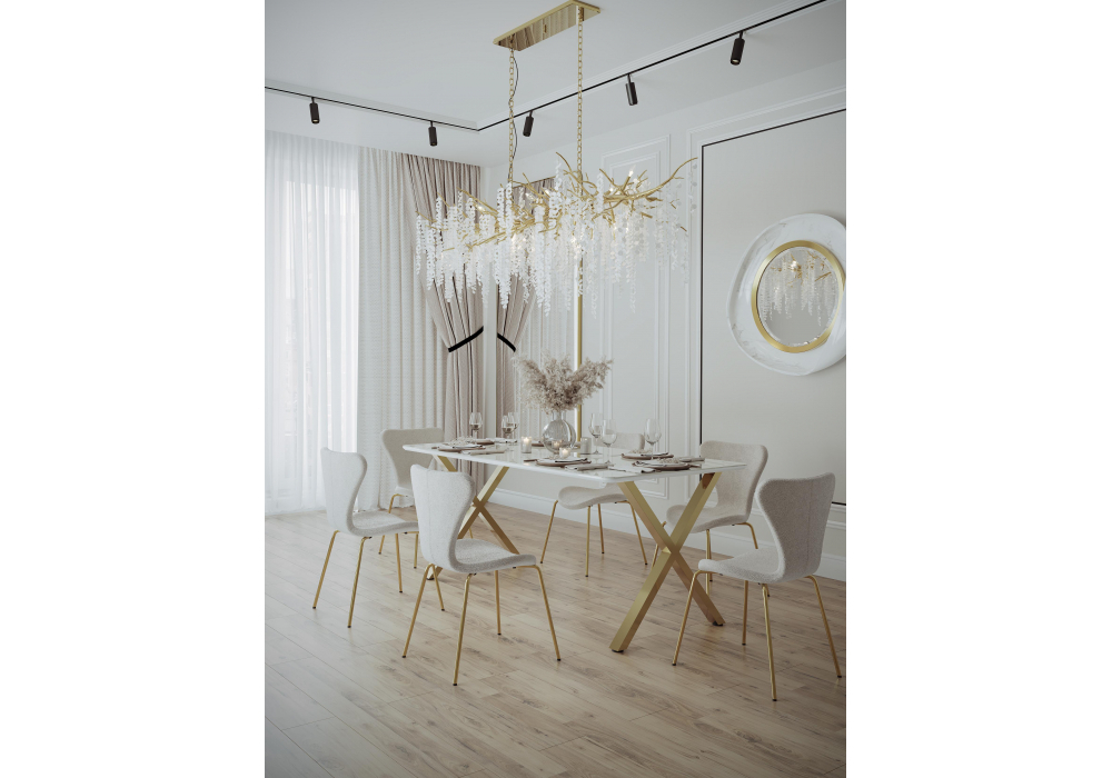 Керамический стол Woodville Селена 3 180х90х77 белый мрамор, золото