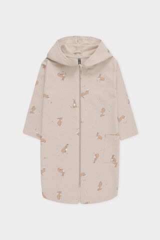 халат  для девочки  К 5764-1/бежевый,кролики и цветы