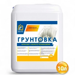 Грунтовка для стен потолков акриловая, водная, универсальная, глубокого проникновения baza 10 л 10 КГ ВД-АК 01 противоплесневая противогрибковая для строительных работ перед поклейкой обоев покраской