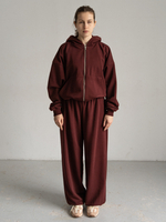 Костюм худи + брюки бордовый