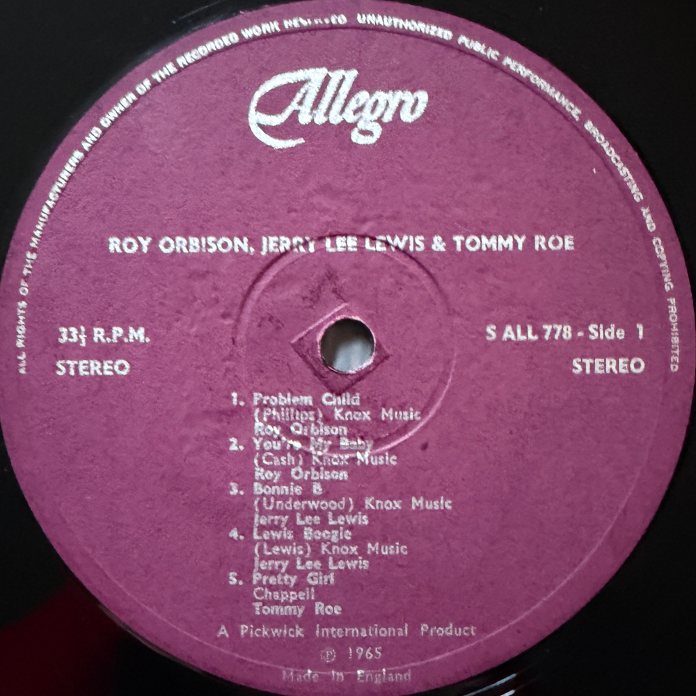 Roy Orbison & Jerry Lee Lewis & Tommy Roe – Roy Orbison Sings (Англия) Т