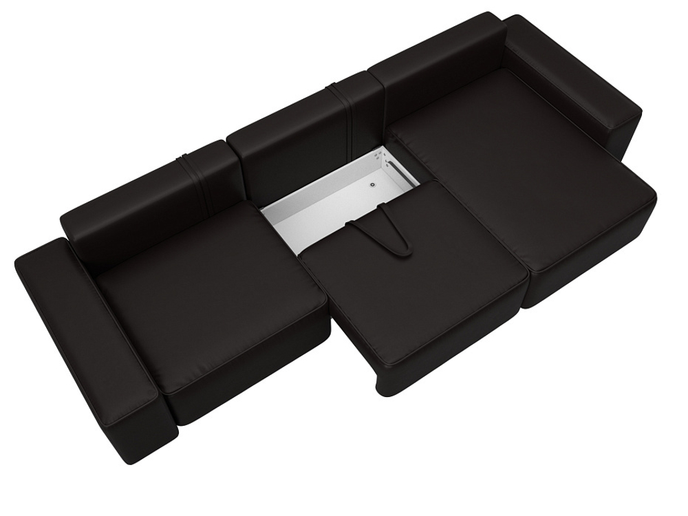 Диван угловой Лига-074 угол универсальный ЭКОКОЖА GRIFON 12 коричневый