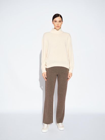 Женские брюки кофейного цвета из 100% шерсти - фото 4
