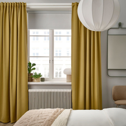 IKEA MAJGULL  (ИКЕА МАЙГУЛЛ)  -  Шторы, 1 пара, на ленте/бежевый/желтый, 145x300 см