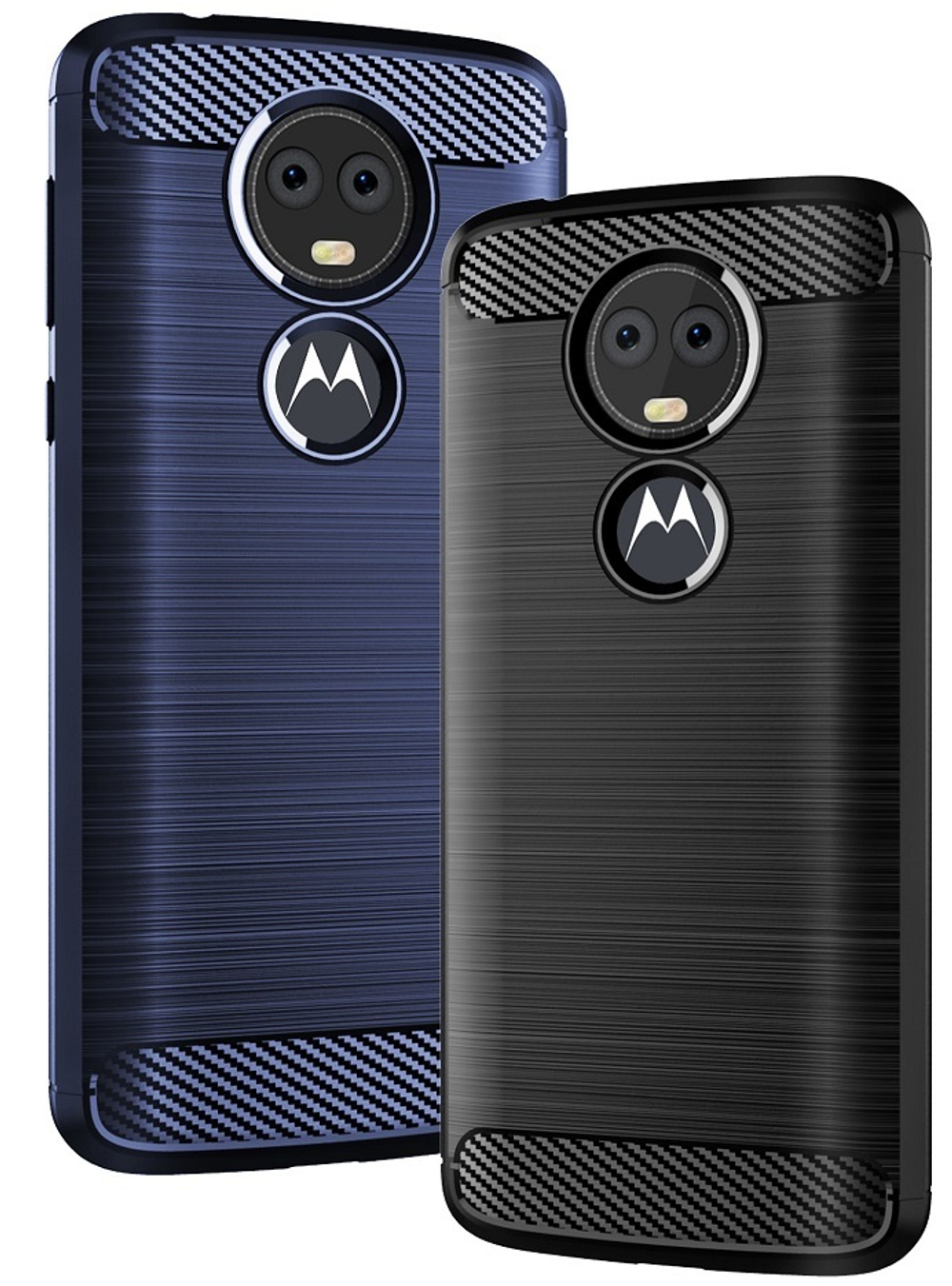 Чехол для Motorola Moto E5 Plus (E5 Supra) цвет Black (черный), серия Carbon от Caseport
