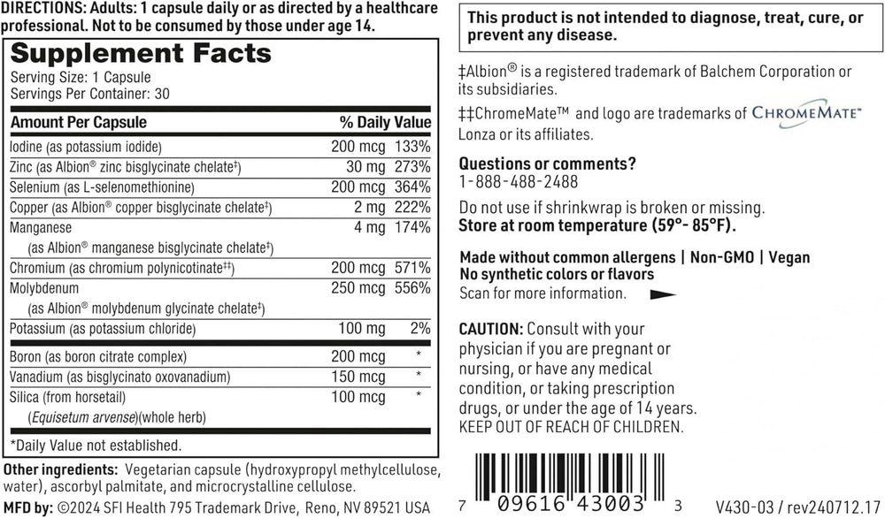 Klaire Labs - LDA Trace Mineral Complex - 30 capsules