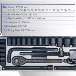 Набор инструментов 24пр. 1/2''6pt Scheppach Sch-4245B-5MPB