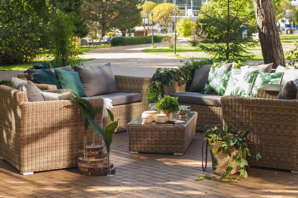 "Капучино Дабл" лаунж-зона из искусственного ротанга, цвет соломенный