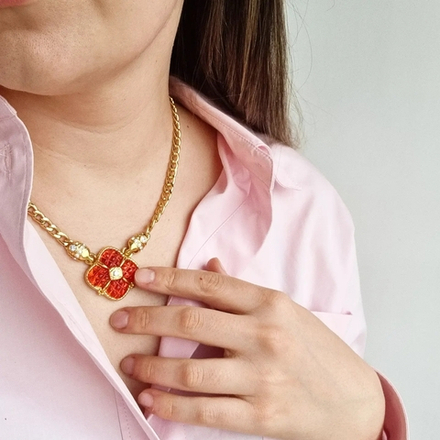 Колье Ivana с красным цветком