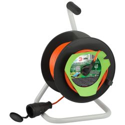 Удлинитель силовой ЭРА RP-1-2x1-40m на пластиковой катушке без заземления 1 розетка 40м ПВС 2x1мм2 | Силовые удлинители