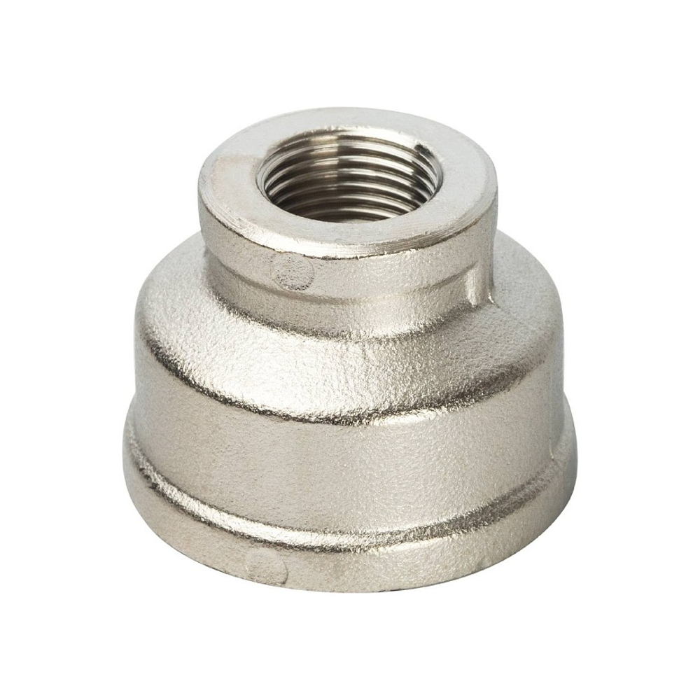 Муфта редукционная STOUT SFT 0006 - 1" x 3/8" (для стальных труб, латунь никелированная)