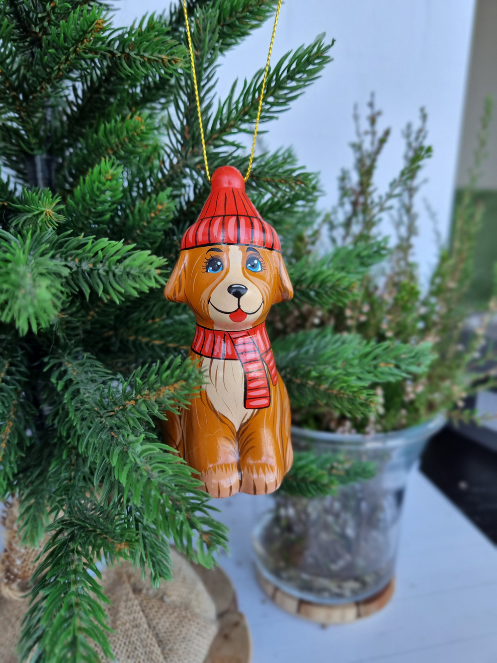 Пёс Барбоскин ёлочная игрушка из фарфора