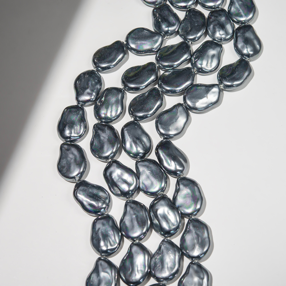 Хрустальный жемчуг в форме вытянутой монетки, темно-серый, 24*17мм