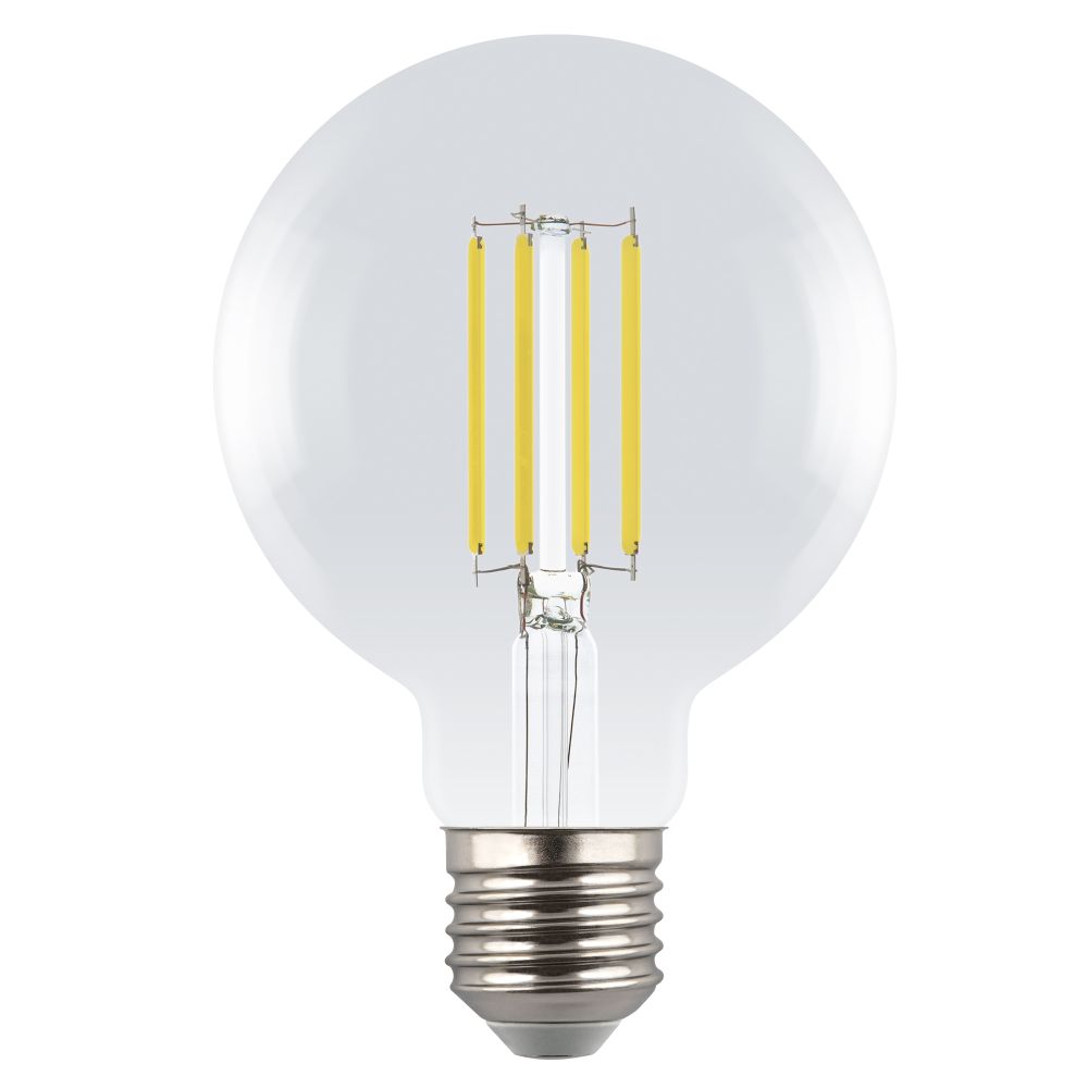 LED-G95-5W-3000K-E27-CL GLY01TR Лампа светодиодная. Форма шар. прозрачная. Серия Яркая A++. Теплый белый свет 3000K. Картон. ТМ Uniel