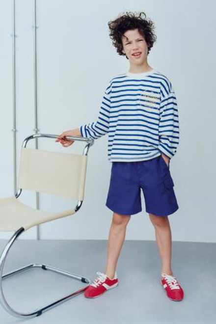 ZARA ШОРТЫ КАРГО, ЧЕРНИЛЬНО-СИНИЙ