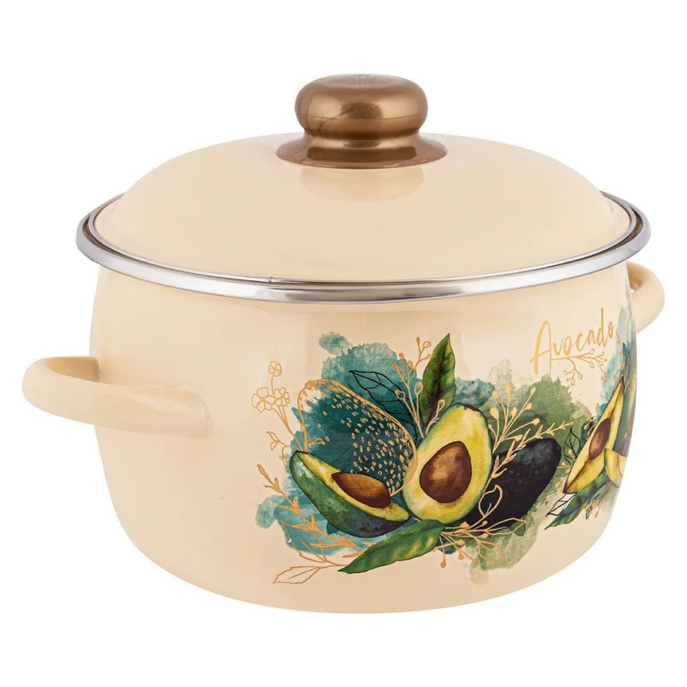 Кастрюля сталь, эмал, 4 л, крышка сталь, Appetite, Avocado, 1MC201P