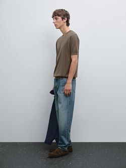 Massimo Dutti Трикотажная футболка с коротким рукавом, хаки