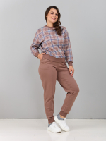 Костюм с брюками КБ-90М/клеткабеж-бирюза