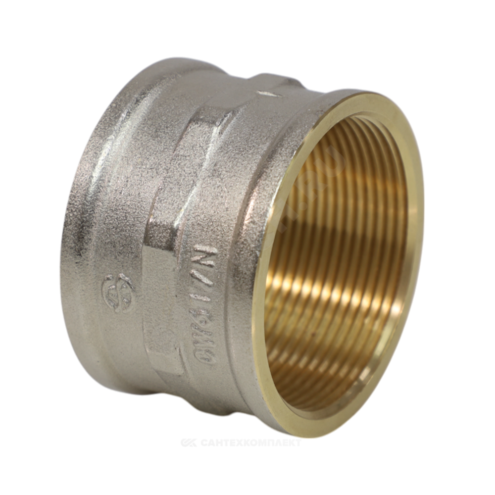 Муфта латунь никель Ду 25 (1") ВР/ВР 9018 ГОСТ 32585-2013 Aquasfera 9018-03