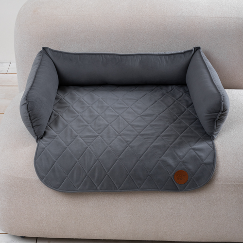 Диванный лежак из микровелюра, серый 90х60 Rachel WOW