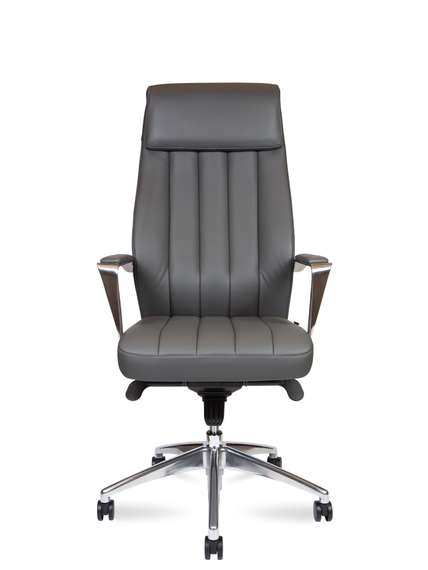 Кресло офисное Норден / Мадрид / Madrid  / алюминиевая  база / серая экокожа
