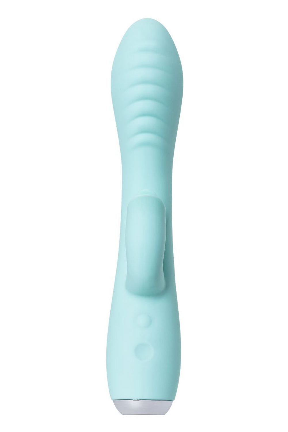 Мятный вибратор с клиторальным стимулятором Milo - 20 см. (Цвет: мятный)