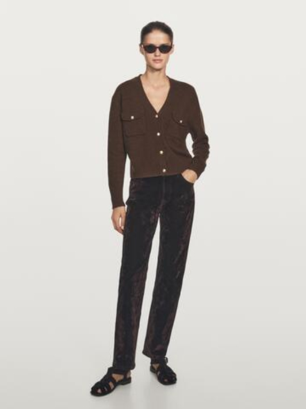 Massimo Dutti Джинсы прямого кроя со средней посадкой, шоколадный