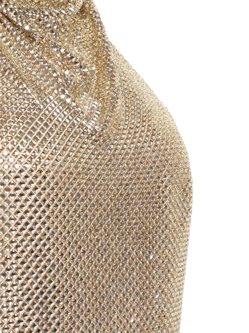 Золотое мини-платье из кристаллов