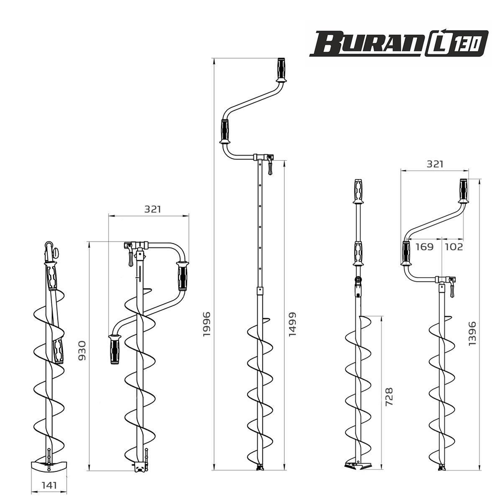 Ледобур Тонар BURAN 130L, левое вращение (диаметр 130мм)