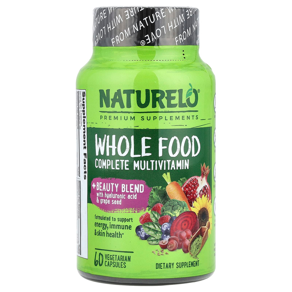 NATURELO, Полноценный мультивитаминный комплекс из цельных продуктов, 60 вегетарианских капсул