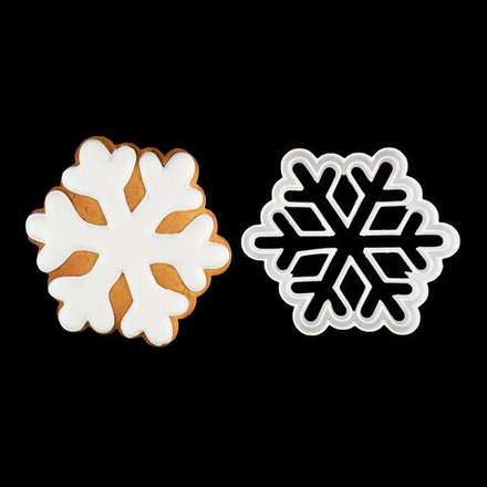 Вырубка для пряника с оттиском "Снежинка" мини пластик, 9 см