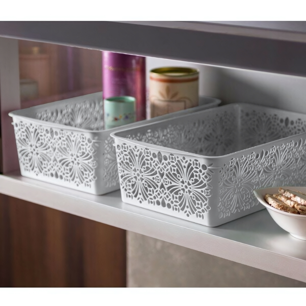 Корзинка универсальная "floral" 4,3л 300х195х95 мм (белый)