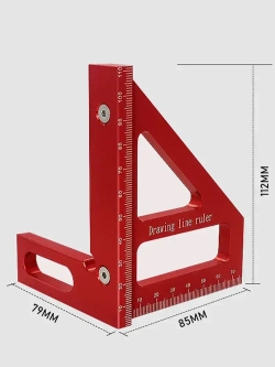 Линейка/угольник 112мм х 64мм, Угольник столярный, Алюминий