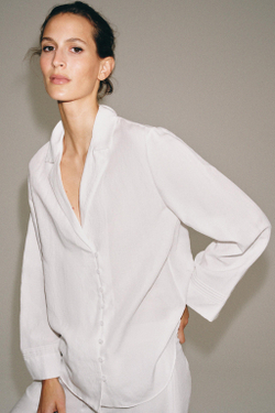 ZARA РУБАШКА С ПУГОВИЦАМИ — ZW COLLECTION, БЕЛЫЙ