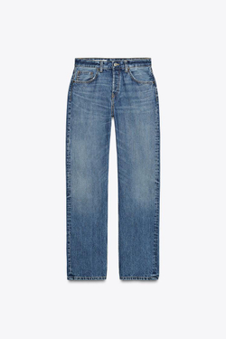 ZARA ДЖИНСЫ TRF ПРЯМОГО КРОЯ СО СРЕДНЕЙ ПОСАДКОЙ, МОРСКОЙ СИНИЙ