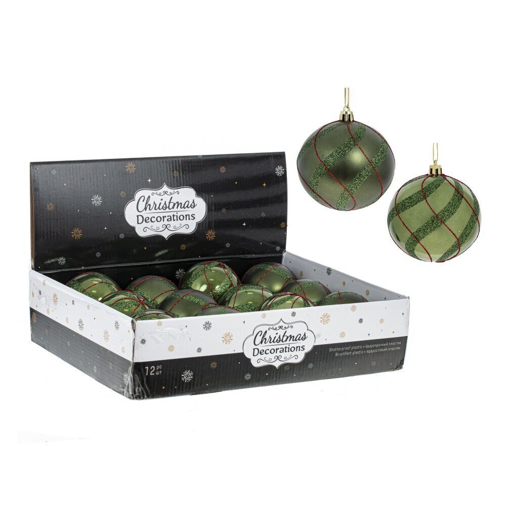 GAEM Набор из 12шт Украшение новогоднее "Шар", D 8 см, L35 W27 H8,5 см