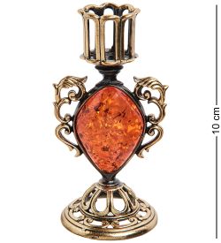 Народные промыслы AM-2950 Подсвечник «Канделябр» (латунь, янтарь)