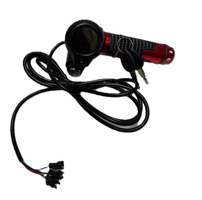 Ручка газа с цветным дисплеем и замком зажигания красная для электросамоката электровелосипеда