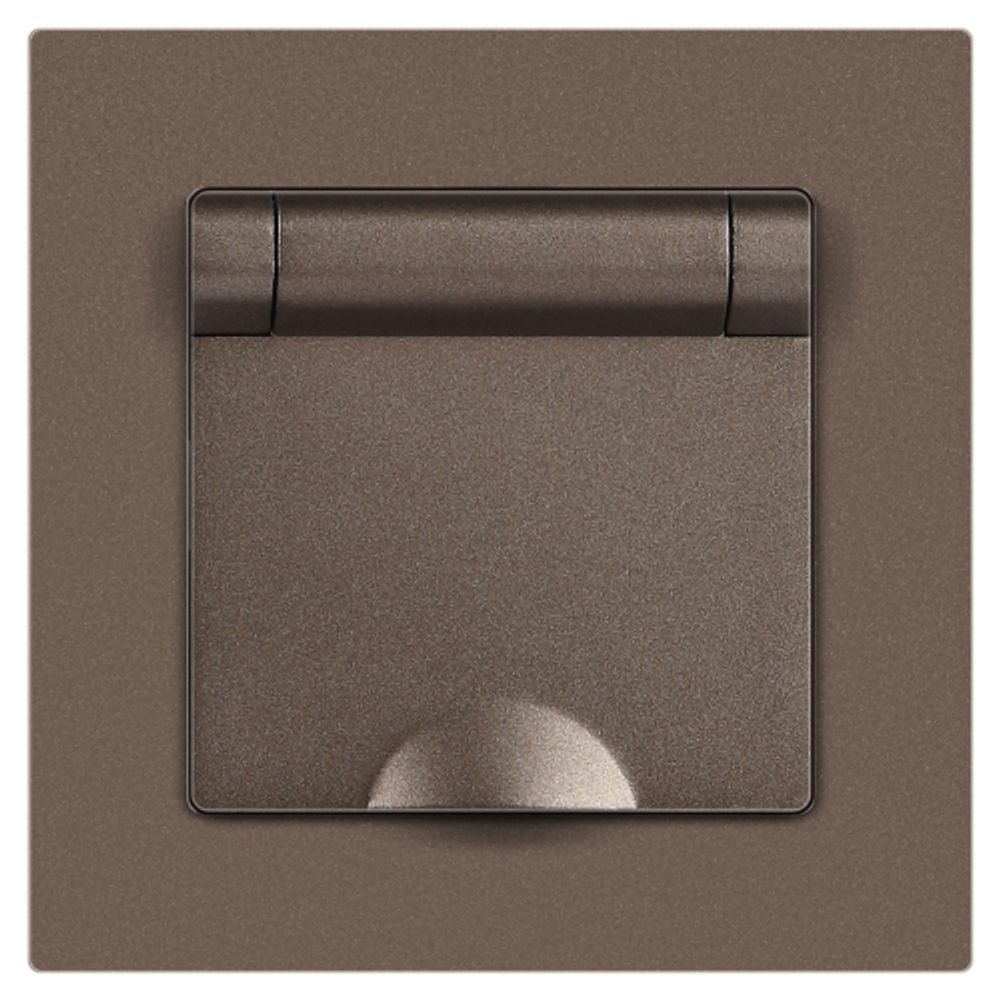 Розетка Intro Accent 6-203-08 с заземлением 2P+E Schuko с крышкой 16А-250В IP20 СУ AL/CU бронза | 