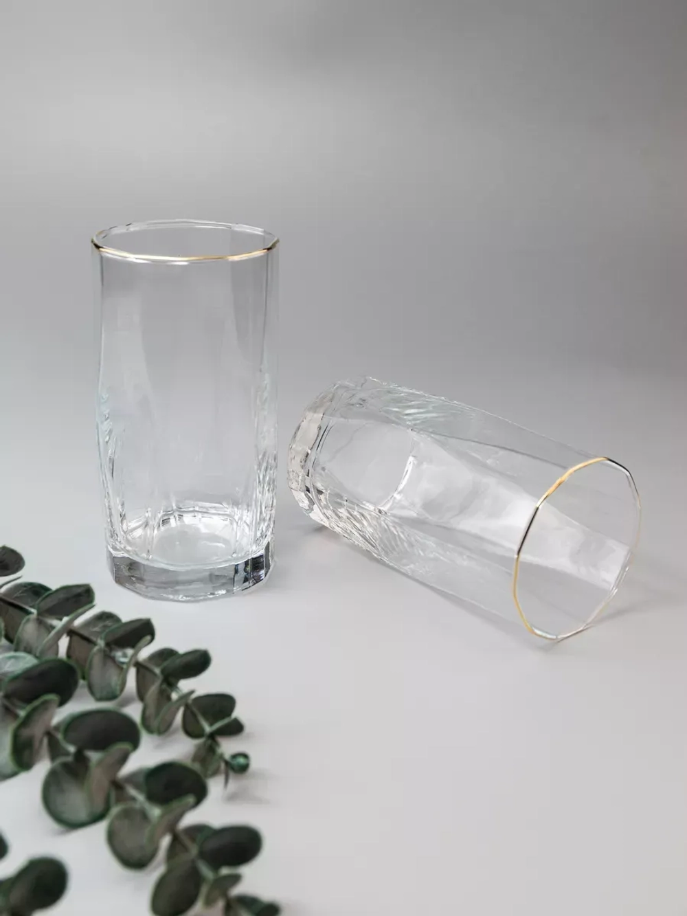 Набор изогнутых бокалов с золотой каймой, 6 шт. 450 мл