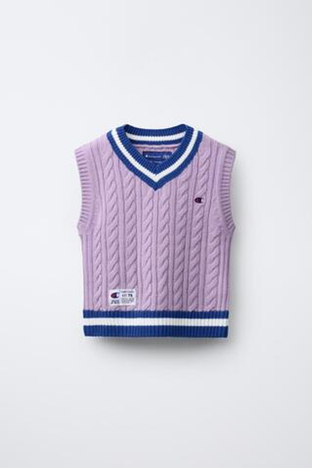 ZARA Х CHAMPION ® ТРИКОТАЖНЫЙ ЖИЛЕТ, ЛИЛОВЫЙ