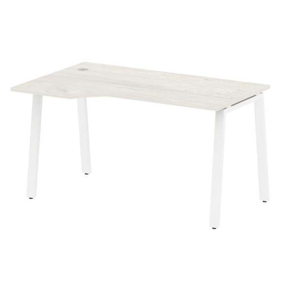 Metal System Стол криволинейный левый на А-образном м/к БА.СА-2 (L) Дуб Наварра/Металл Белый 1400*90