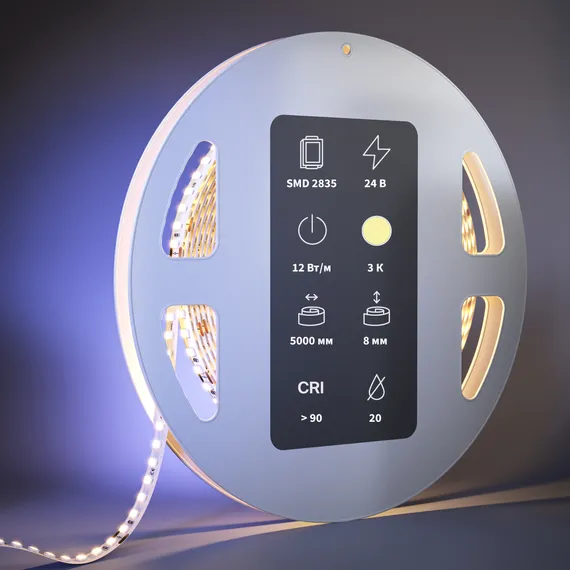 Светодиодная лента Ультра 24В 2835 12Вт/м 3000К 5м IP 20 201100 Led Strip 201100