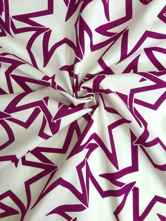 Коттон принт, звезда молочный/фуксияDD#38 (№5)